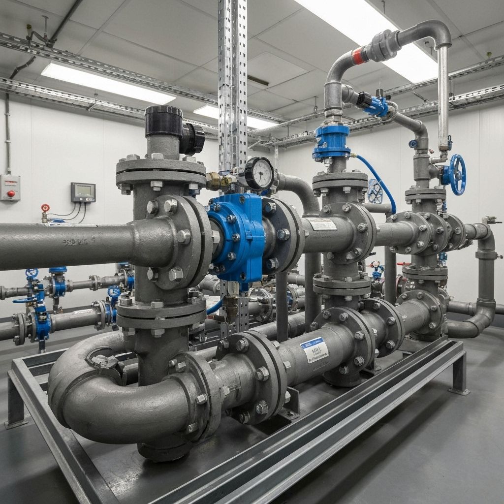 Dispositivo bloqueador de ar instalado no sistema de hidrômetro, casa de máquinas técnica